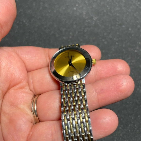Vintage Fondini Unisex Dual Tone Roman Dial Quartz Watch Working New Battery - Picture 3 of 11